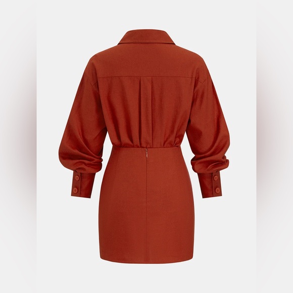 COMMENSE Linen Blend Knot Front Shirt and Mini Skirt Set - Picture 2 of 5